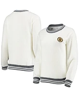 Women's Concepts Sport Cream and Charcoal Boston Bruins Granite Sherpa Pullover Sweatshirt