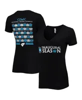 Women's Black Charlotte Fc Inaugural Season V-Neck T-shirt