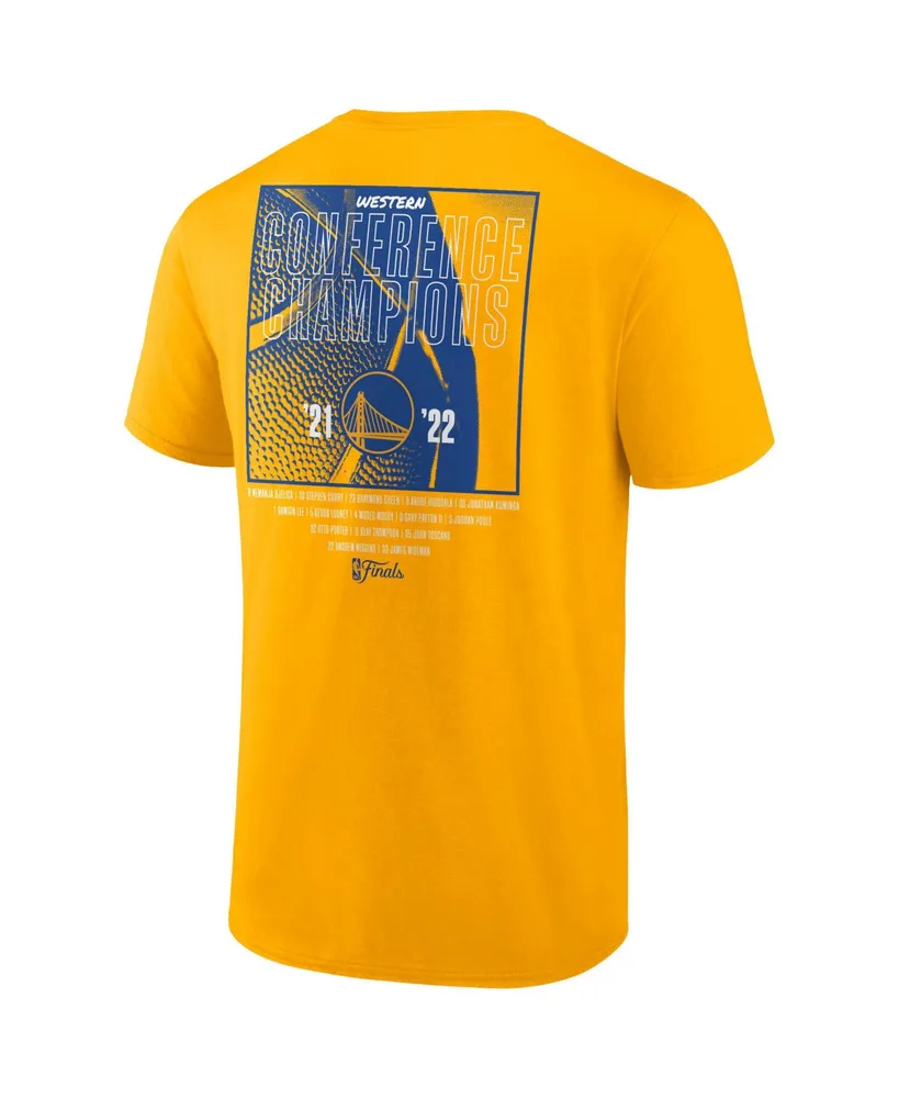 Men's Golden State Warriors Fanatics 2022 Western Conference Champions Balanced Attack Roster T-Shirt - Gold