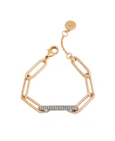 Vince Camuto Gold-Tone Pave Bar Paper Link Bracelet - Gold