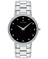 Movado Men's Swiss Faceto Diamond (3/8 ct. t.w.) Stainless Steel Bracelet Watch 39mm