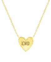 Diamond Pink Enamel Heart "Loved" 18" Pendant Necklace (1/8 ct. t.w.) in 14k Gold-Plated Sterling Silver - Gold