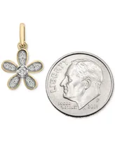 Wrapped Diamond Flower Charm Pendant (1/20 ct. t.w.) in 10k Gold, Created for Macy's