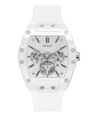 Guess Men's Multi-Function White Silicone Strap Watch 43mm