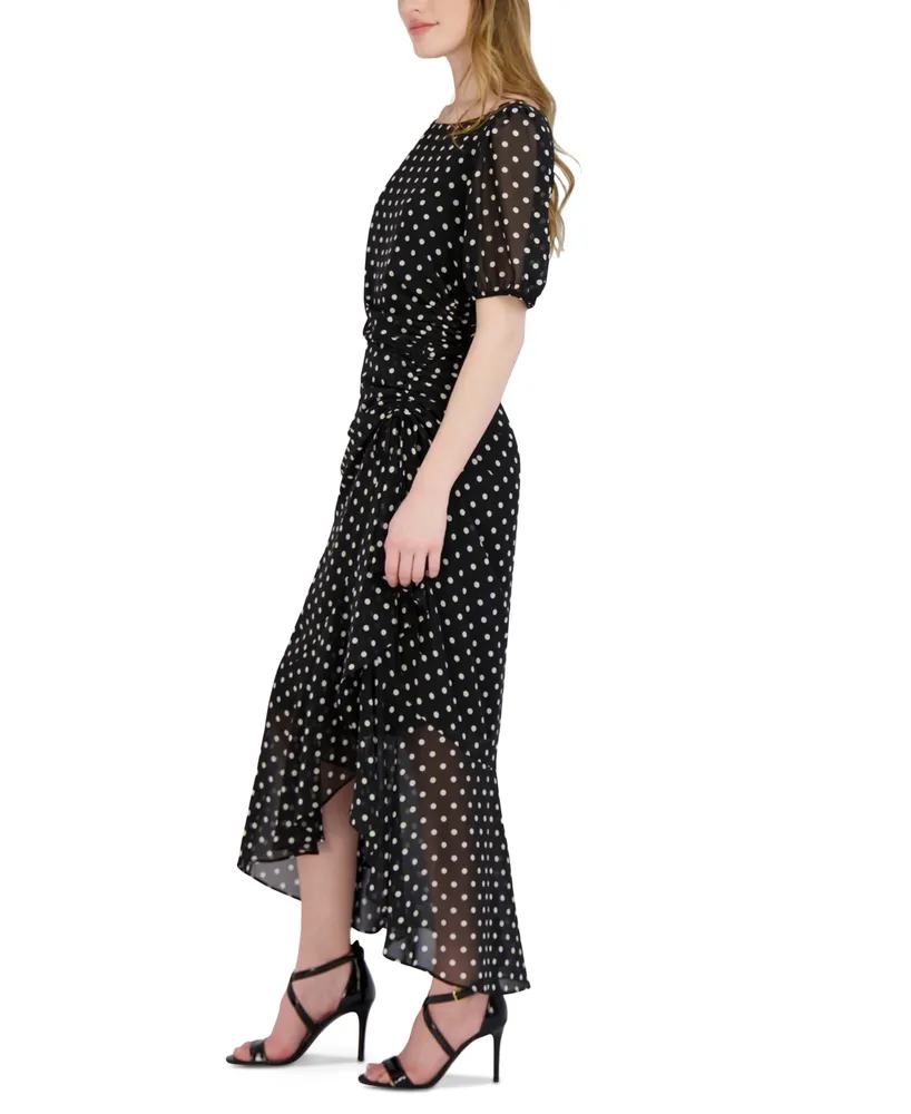julia jordan Women's Polka Dot Ruffled Maxi Dress