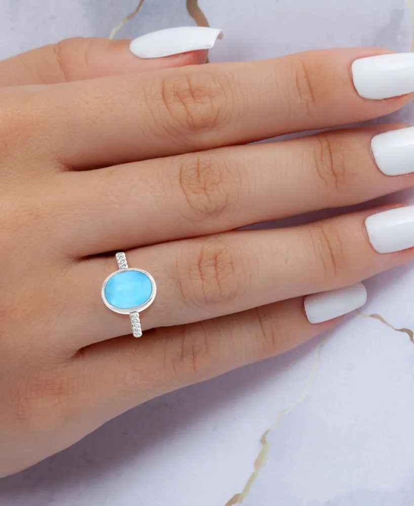 Larimar Oval Ring Sterling Silver