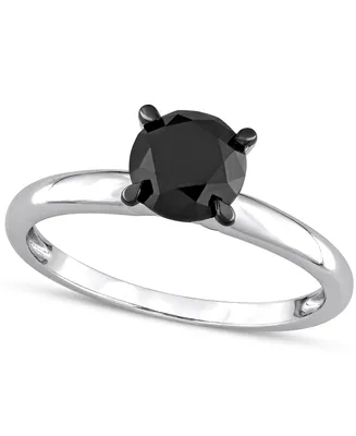 Black Diamond Solitaire Engagement Ring (1-1/2 ct. t.w.) 14k White Gold