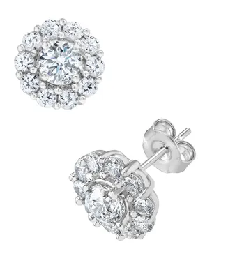 Diamond Halo Cluster Stud Earrings (2 ct. t.w.) in 18k White Gold