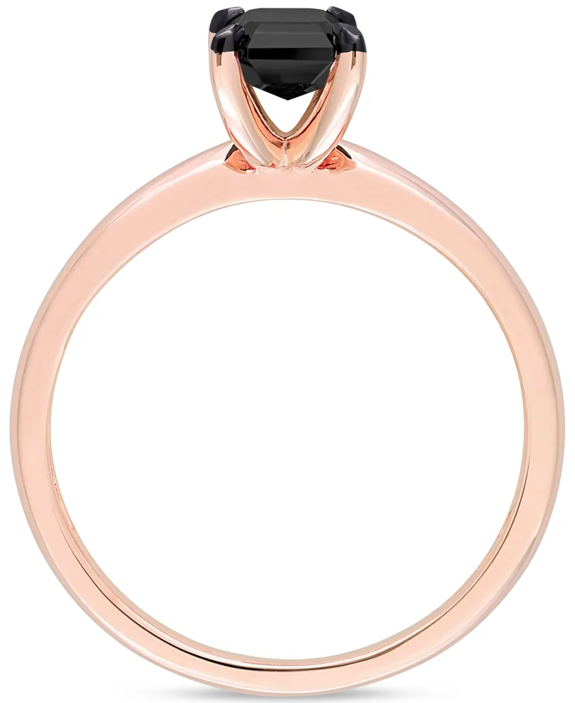 Black Diamond Emerald-Cut Solitaire Engagement Ring (1 ct. t.w.) 14k Rose Gold