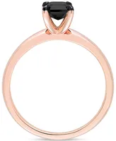 Black Diamond Emerald-Cut Solitaire Engagement Ring (1 ct. t.w.) 14k Rose Gold