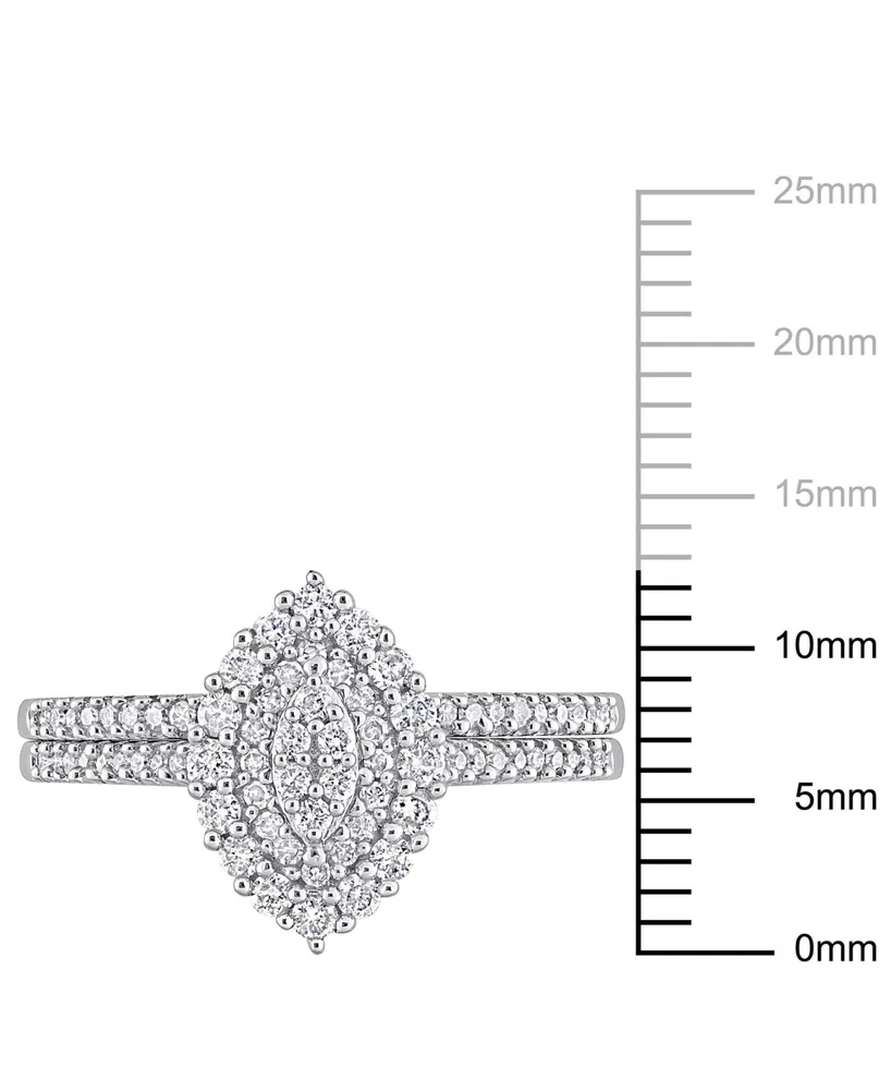 Diamond Halo Cluster Bridal Set (1/2 ct. t.w.) 14k White Gold