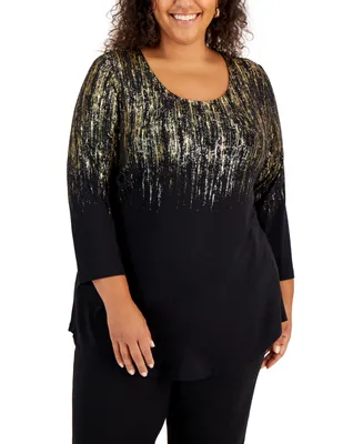 Jm Collection Plus Size Printed Top, Created for Macy's