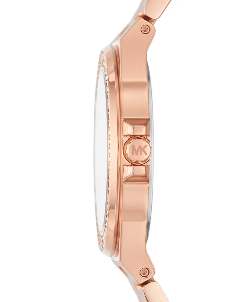 Michael Kors Women's Mini-Lennox Three-Hand Rose Gold-Tone Stainless Steel Bracelet Watch 33mm - Rose Gold