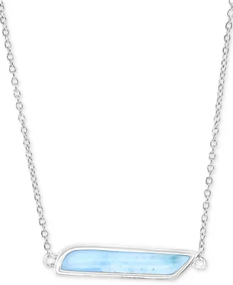 Larimar Parallelogram Bar 18" Pendant Necklace (4 ct. t.w.) in Sterling Silver