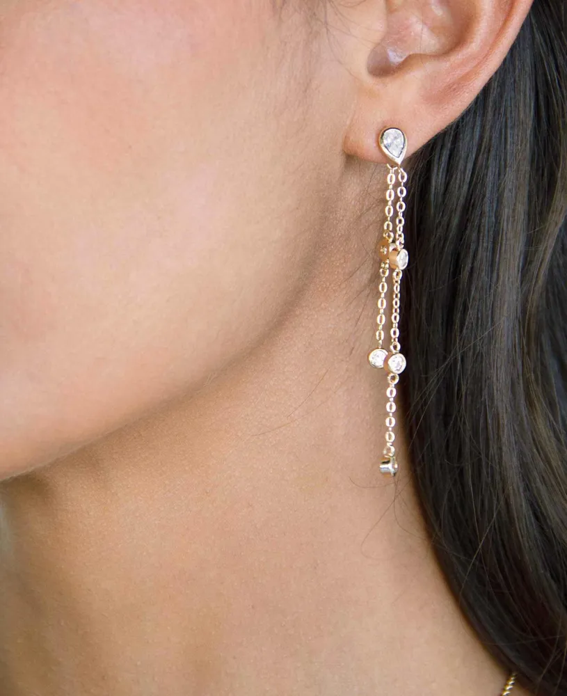 Ettika Women's 18k Gold Plated Dripping Chain Dangle Earrings