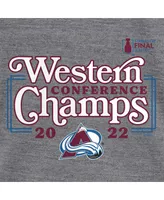 Women's Fanatics Heathered Gray Colorado Avalanche 2022 Western Conference Champions Line Shift V-Neck T-shirt