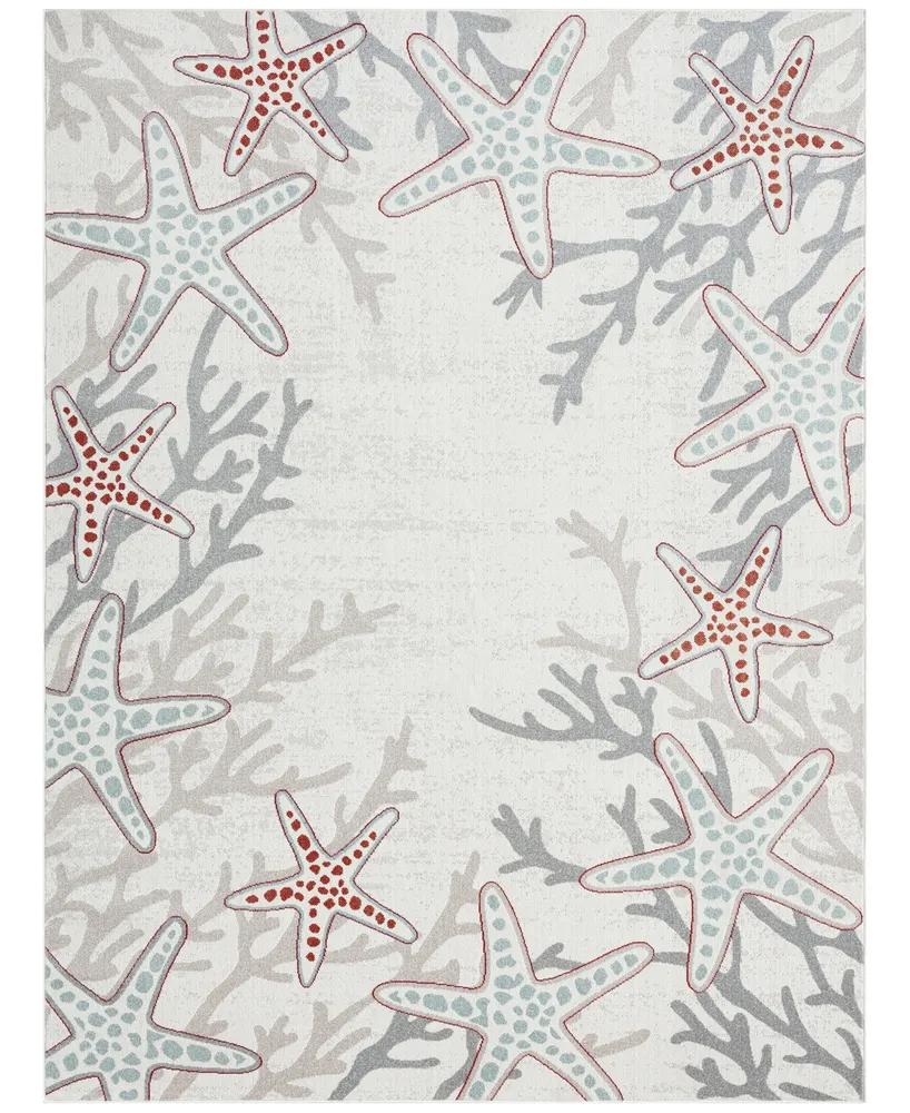 Global Rug Designs Aquatic Coral 18386 5'2" x 7'2" Outdoor Area Rug