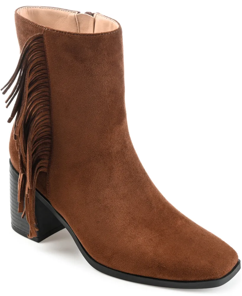 Journee Collection Women's Noriah Fringe Block Heel Booties