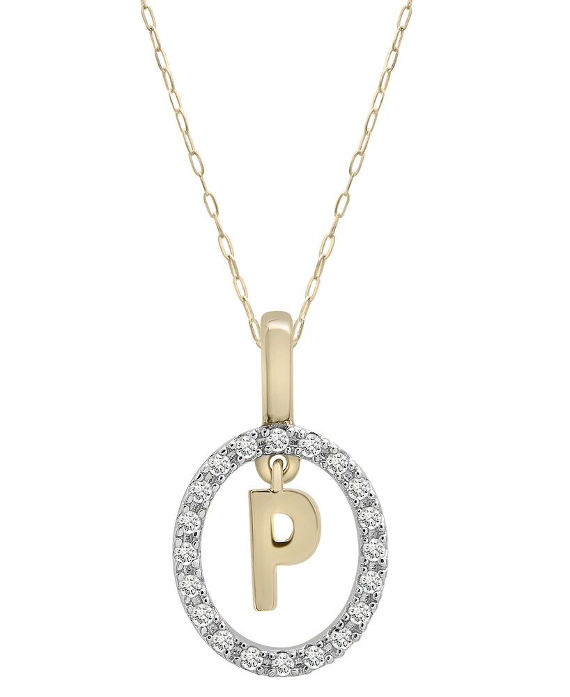 Wrapped Diamond Initial "P" 18" Pendant Necklace (1/10 ct. t.w.) in 14k Gold, Created for Macy's