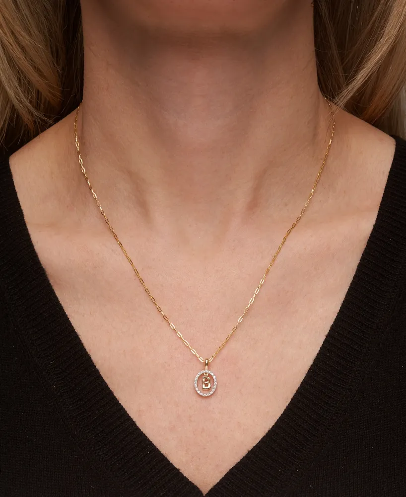 Wrapped Diamond Initial "B" 18" Pendant Necklace (1/10 ct. t.w.) in 14k Gold, Created for Macy's