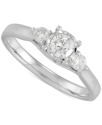 Diamond Three Stone Engagement Ring (1/2 ct. t.w.) in 10k White Gold
