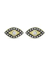 Giani Bernini Cubic Zirconia with Black Rhodium Evil Eye Stud Earrings, 18K Gold over Silver