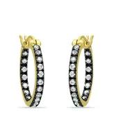Giani Bernini 18mm Cubic Zirconia with Black Rhodium Round Inside Outside Hoop Earringss, 18K Gold over Silver