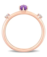 10K Rose Gold Amethyst and White Topaz Stackable Ring