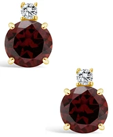 Garnet (2-1/5 ct. t.w.) and Diamond Accent Stud Earrings in 14K Yellow Gold