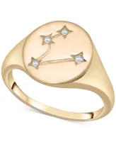 Wrapped Diamond Pisces Constellation Ring (1/20 ct. t.w.) in 10k Gold, Created for Macy's