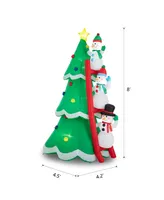 Glitzhome 8' Lighted Inflatable Xmas Snowman Climbing Up Tree Decor