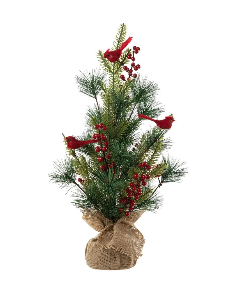 Glitzhome 20" Christmas Cardinal Table Tree Decor