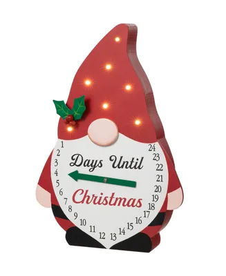 Glitzhome 15" Lighted Wooden Christmas Gnome Countdown Calendar