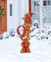 Glitzhome 46.75" Metal Joy Gingerbread Man Yard Stake