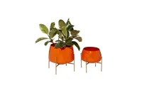 Metal Modern Planters with Stand, Set of 2