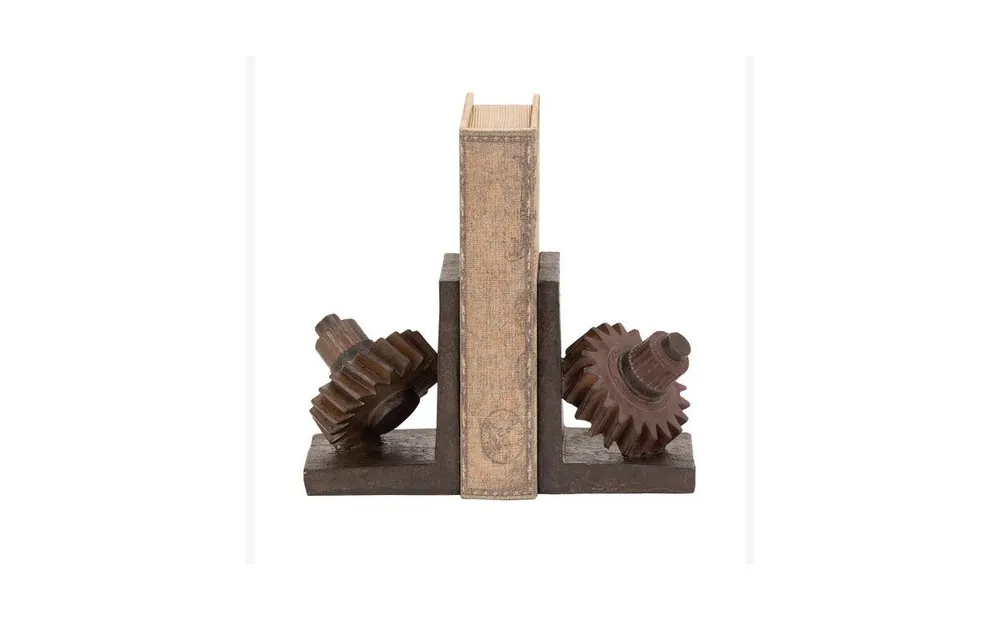 Industrial Gear Bookends, Set of 2