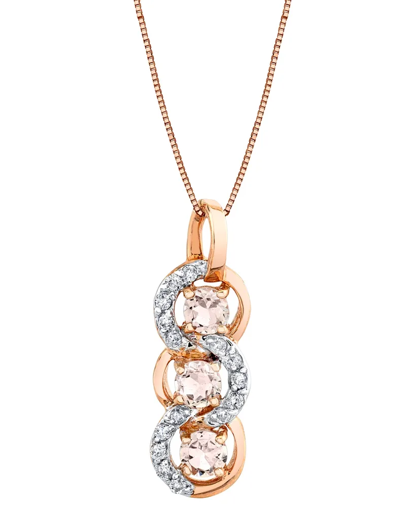 Morganite (3/4 ct. t.w.) & Diamond (1/5 ct. t.w.) Triple Loop 18" Pendant Necklace in 14k Rose Gold