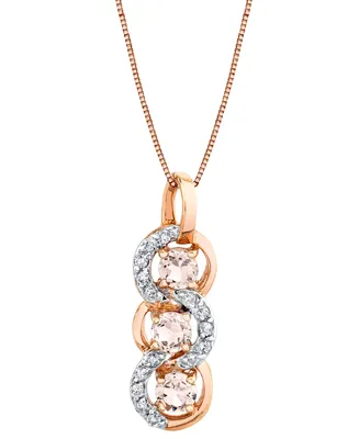 Morganite (3/4 ct. t.w.) & Diamond (1/5 ct. t.w.) Triple Loop 18" Pendant Necklace in 14k Rose Gold