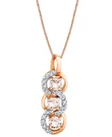 Morganite (3/4 ct. t.w.) & Diamond (1/5 ct. t.w.) Triple Loop 18" Pendant Necklace in 14k Rose Gold