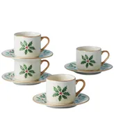 Lenox Holiday Espresso Cup & Saucer, Set of 4