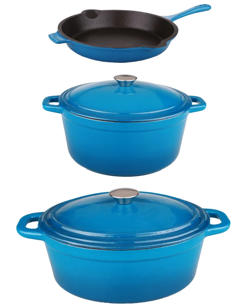 BergHOFF Neo 5pc Cast Iron Oval Dutch Oven Set with 10" Fry Pan