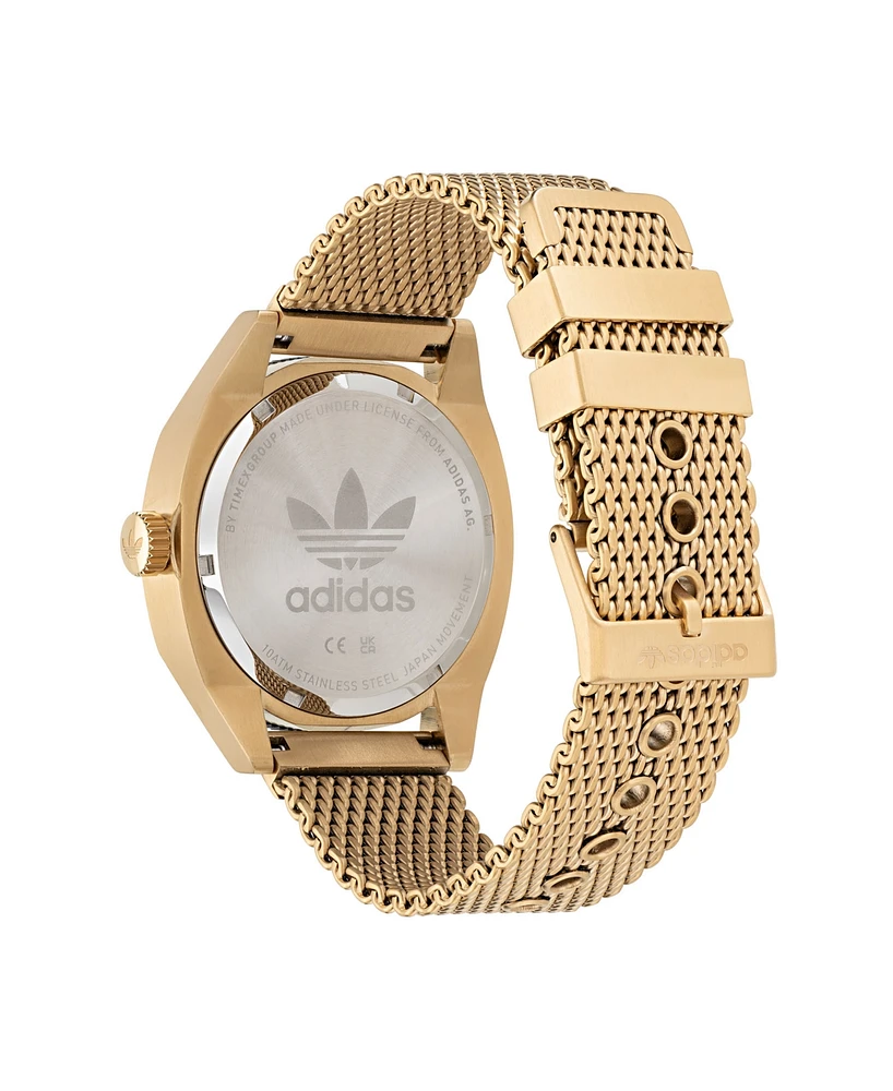 adidas Unisex Three Hand Edition Two Gold-Tone Mesh Strap Watch 42mm