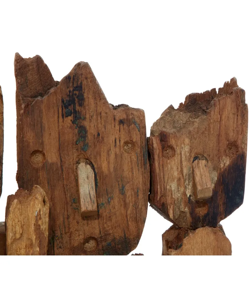 Teak Wood Natural Abstract Sculpture, 16" x 13"