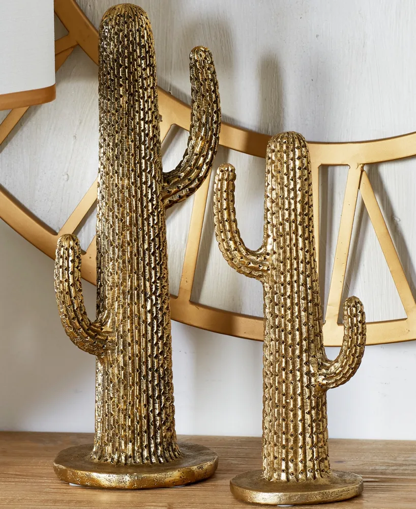 Eclectic Cactus Sculpture, Set of 2 - Gold