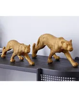 Glam Leopard Sculpture, Set of 2 - Gold