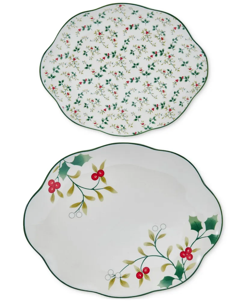 Winterberry Holiday Platters, Set of 2