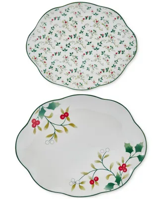 Winterberry Holiday Platters, Set of 2