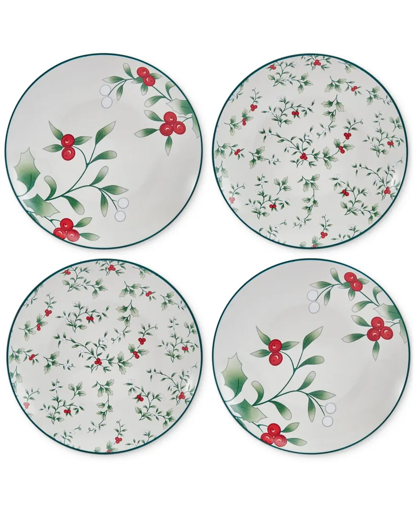 Winterberry Holiday Appetizer Plates, Set of 4