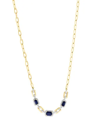 Effy Sapphire (1-3/8 ct. t.w.) & Diamond (1/3 ct. t.w.) 17-1/2" Collar Necklace in 14k Gold
