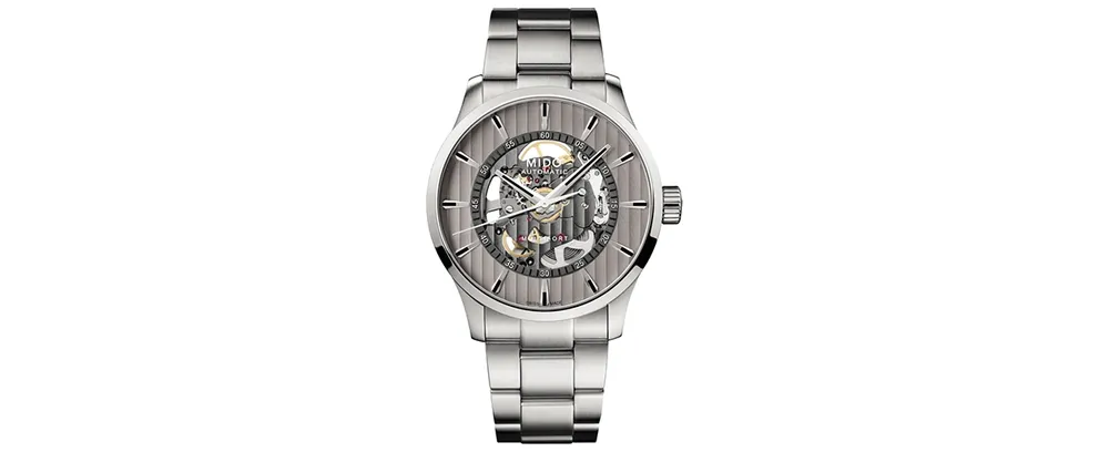 Mido Men's Swiss Automatic Multifort Skeleton Vertigo Stainless Steel Bracelet Watch 42mm